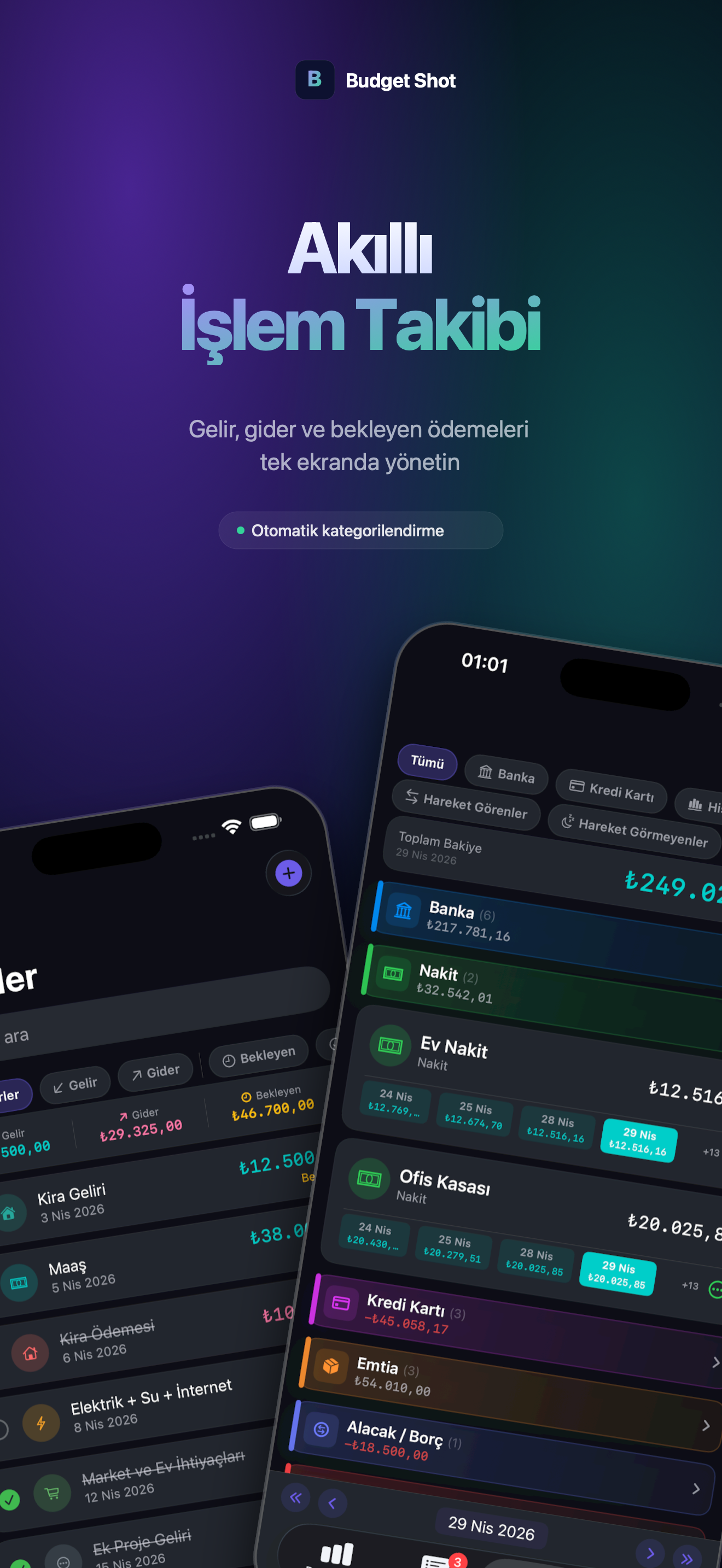 BudgetShot transaction list screen
