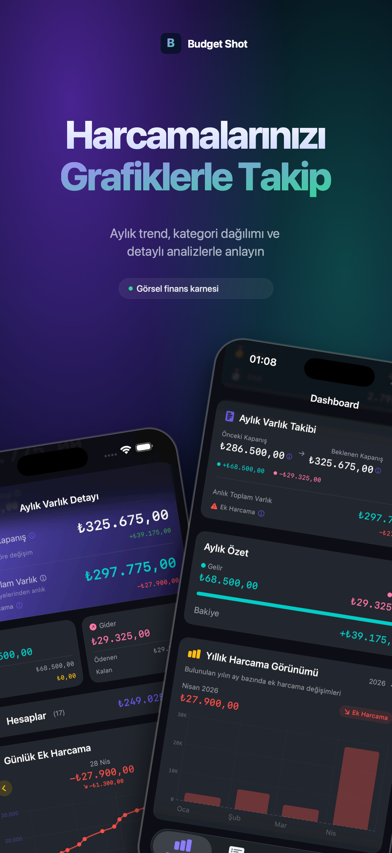 BudgetShot charts screen